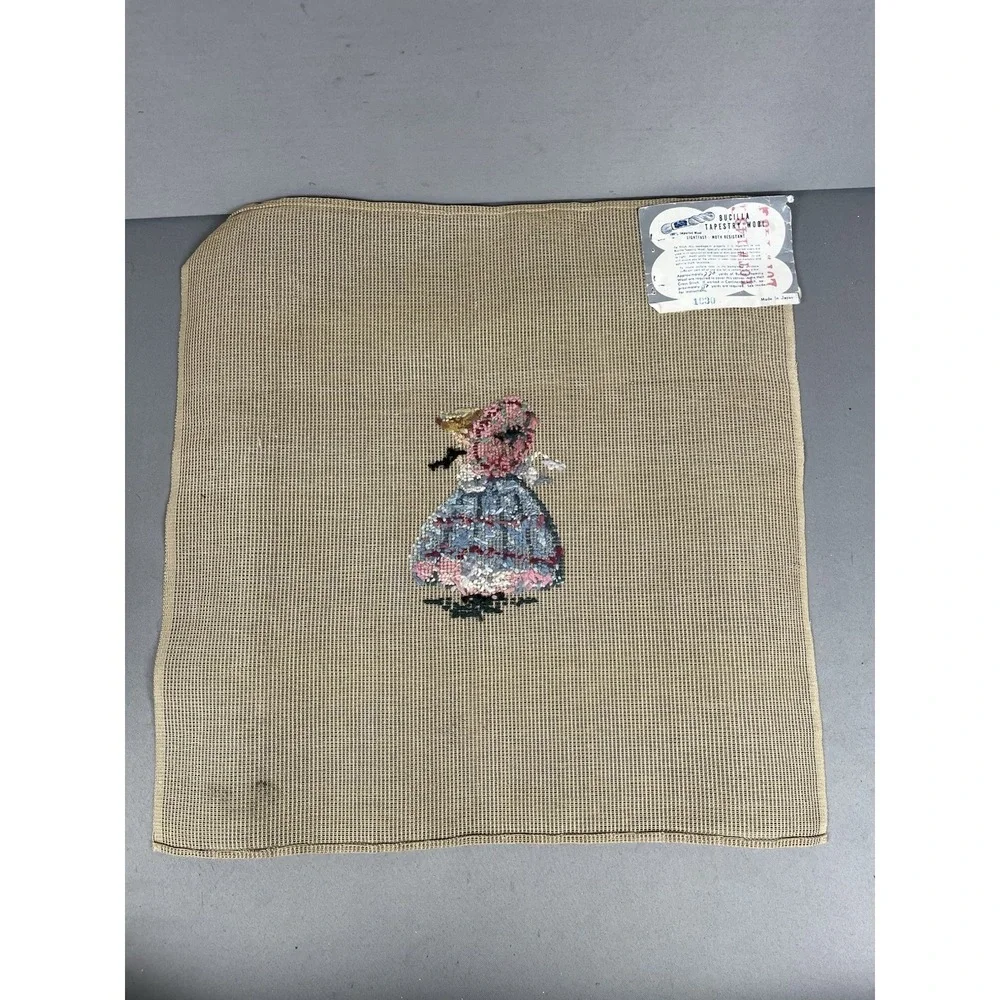 Bucilla Needlepoint Tapestry Finished Sunbonnet Sue Umbrella Art Embroidery